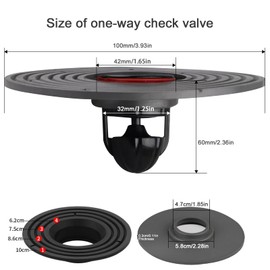 QruiLanTu Shower Floor Drain Backflow Preventer Large Caliber Variable Diameter Sealing Gasket One Way Valve Fast Drainage Shower Plug Insert Drain Plug，Suitable for Caliber 1.46"-3.9"(2 Pack)