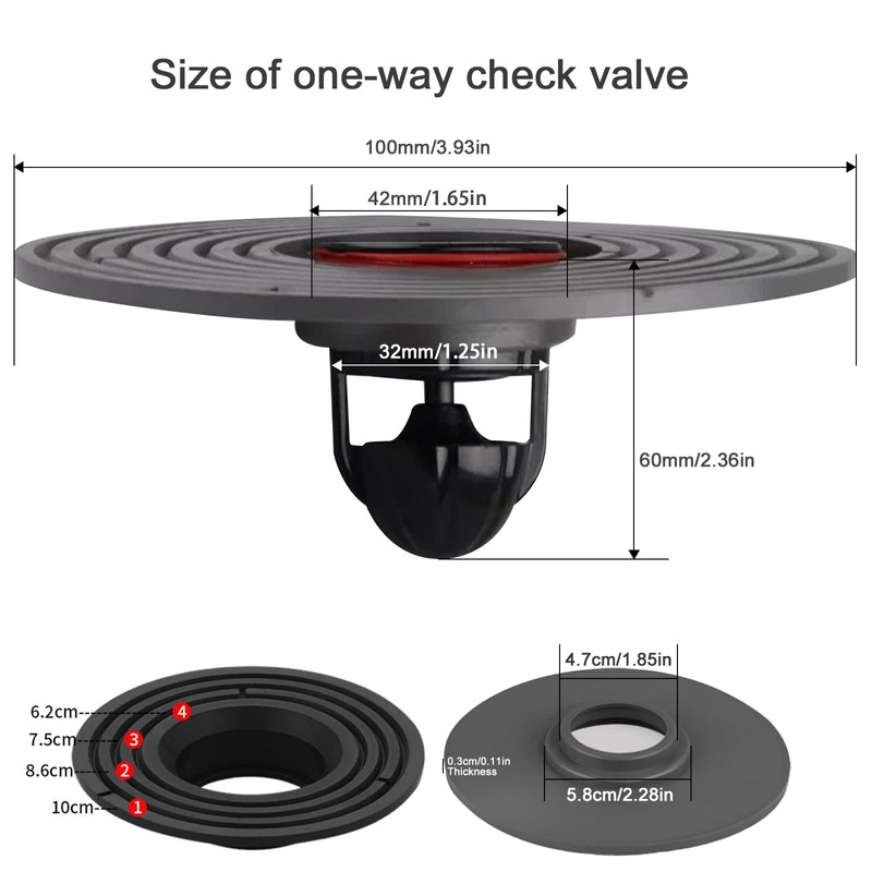 QruiLanTu Shower Floor Drain Backflow Preventer Large Caliber Variable Diameter