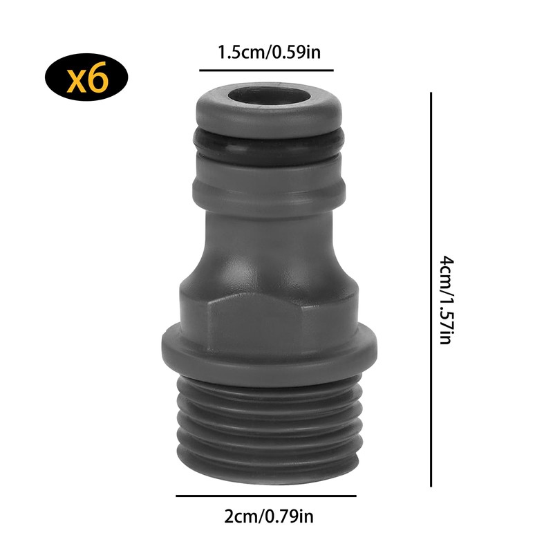 Pack of 6 Hose Connectors, Type Hose, Quick Coupling, Garden