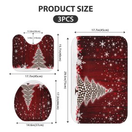 ArtSocket Christmas Bathroom Rugs and Mats Set 3 Piece, Christmas Tree Red Rugs Non Slip, Snowflakes Absorbent Microfiber Memory Foam Bath Mat Machine Washable Bathroom Floor Mats