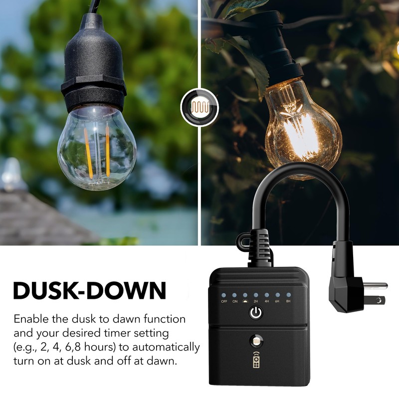 BN-LINK Outdoor Light Timer, Dusk to Dawn Light Sensor Timer,
