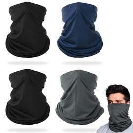 Bandanas Deportivas para Hombre y Mujer, 4 Packs Pañuelo de Cabeza de Sedoso y Elástico Protección contra El Viento y Los Rayos UV para Yoga, Carrera, Ciclismo, Montañismo, Esquí (Azul+Gris)