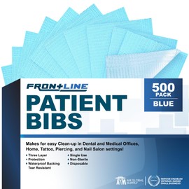 Disposable Dental Bib (Case of 500) 13"x 18" - 3 Ply Waterproof Tattoo Bib Sheet for Patients - Dentist or Medical Tray Cover Nail Table Cover Eyelash Supplies (Pink)