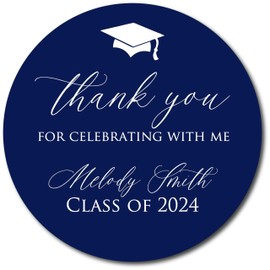 Graduation Stickers - Graduation Party Stickers Graduation Labels Graduation Party Favor Stickers Class of 2024 Graduation Party (1.5" - 30 Stickers, Blue/White)