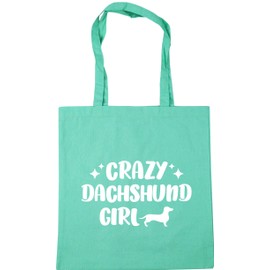 Hippowarehouse Crazy dachshund girl - dog Tote Shopping Gym Beach Bag 42cm x38cm, 10 litres