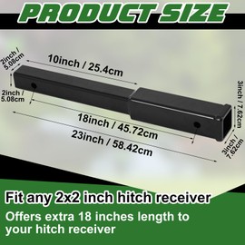 MorningRo 18 inch Hitch Extender Trailer Hitch Extension with Anti Rattle Tightener Rack for 2 Inch Receiver Tube Extender Receiver for Trailer Truck Cargo Carriers