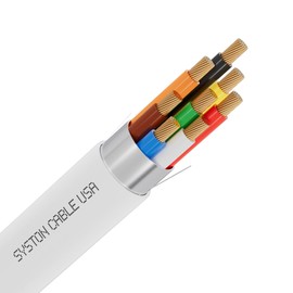 SYSTON 18/8 Fire Security Burglar Station Sound Alarm Control Cable Wire, 18 AWG 8 Conductors Plenum-Rated CMP/CL3P Shielded 100% Copper Stranded, UV Resistant RoHS for Low Voltage Applications Use