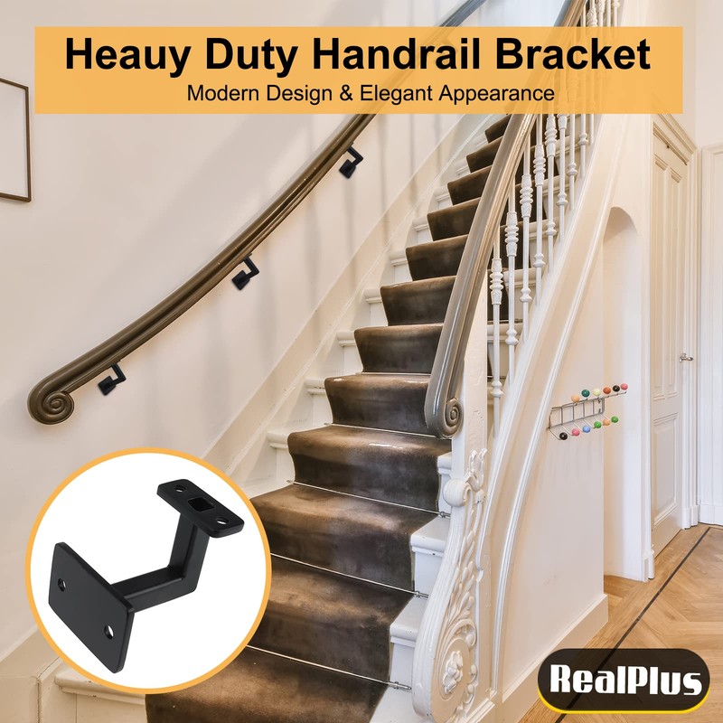 RealPlus Handrail Brackets 4 Pack Heavy Duty Steel Square Hand