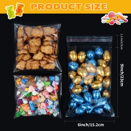 Lhocm Self Sealing Cellophane Treat Bagsl, 200pcs 6x9 Cellophane Cookie Bags with Seal, Individual Clear Plastic Bag for Cookies, Candy, Party Favors, Bakery, Gift Packaging, Procuct
