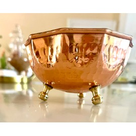 Angel's Peel Lounge Hand Crafted 100% Pure Copper Footed Copper Bowls. Ideal for Salt and Pepper, Jams, Dips and Side Dishes. Ideal for Home Decor, Party, Event 4” x 4” x 2” (5 OZ)