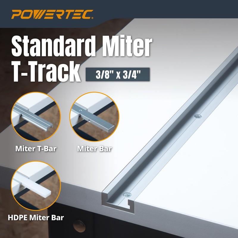 POWERTEC 32" Miter T Track w/T-Bar for Table Saw, Router