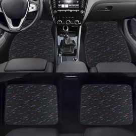 Generic 4PCS Universal JDM RECARO Style Racing Fabric Floor Mats Interior Carpets, BLACK