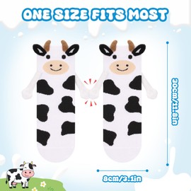 Dalycro Magnetic Holding Hands Socks –Funny Cow Animal Socks That Hold Hands Friends Gifts for Women Teen Girls Kids Birthday (US, Alpha, One Size, Regular, Regular, BlackWhite)