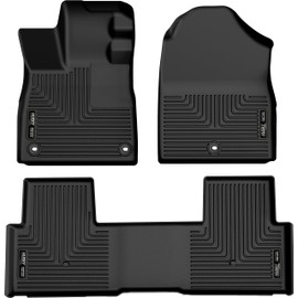Husky Liners Weatherbeater Floor Mats | Fits 2023-2025 Honda Pilot | Front & 2nd Row, 3-pc Black - 95821
