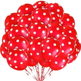 100 Pieces Polka Dots Latex Balloons Ladybug Strawberry Balloons for Party Decor Birthday Wedding Supplies(12 Inch,White Dots)
