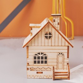 YII WMOC 3D Wooden Puzzle Music Box Hand -Crank Cabin Music Box Teaser Science and Education Education DIY Kits 3D Puzzles for AdultsGirls (Cabin)