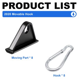 Seekliny 8 Pack 2020 Extrusion Sliding Hook for 20 Series T-Slot V-Slot Aluminum Extrusion Hardware Accessories Black