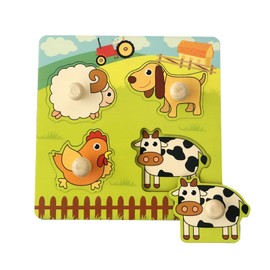 Wooden Puzzle Home Wooden Toy for Toddlers, Children's Gripping Puzzle Toy Sorting Game, Wooden Toy from 1 Year, Baby Motor Skills Toy, Wooden Puzzle Wooden Toy from 1 Year (Style 5)