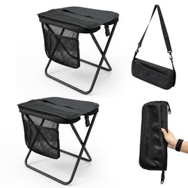 STRAODTIC Lightweight Extra Tall Folding Camping Stools for Adults, 2 Pack