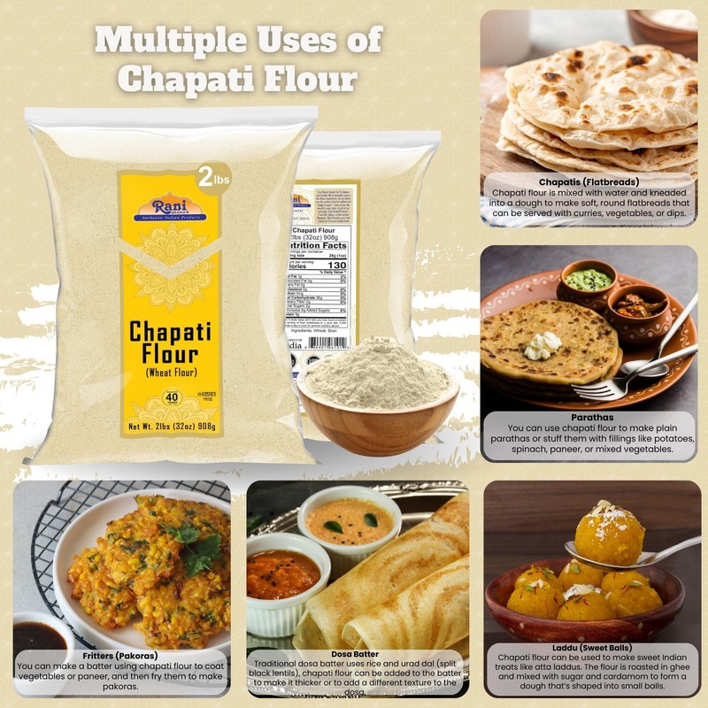 Rani Chapati Flour (100% Pure Whole Wheat Chakki Atta), For