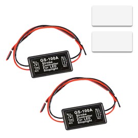 2 PCS Car Light Controller, GS-100A 12V-24V DC Tail Light Safety Reminder Controller, Strobe Tail Light Flash Controller Flash Module, Universal Accessories for Most Cars Motorcycles (Black)