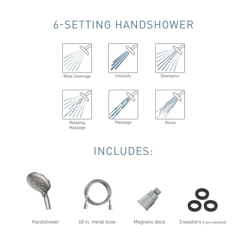 Moen Engage Spot Resist Brushed Nickel Six-Function 5.5-Inch Removable Handheld
