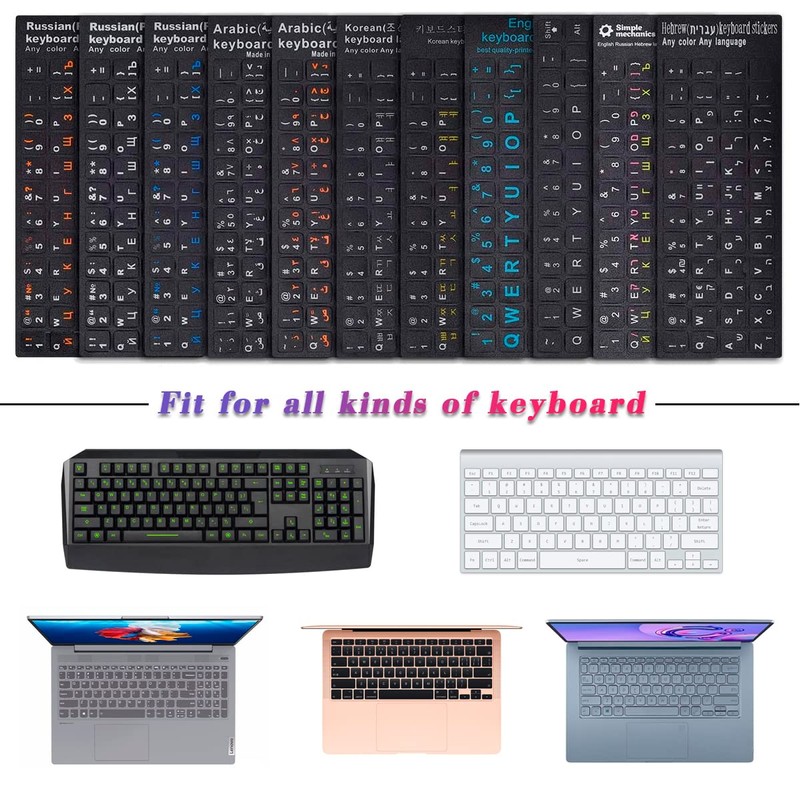 [2PCS Pack] HRH Spanish Keyboard Stickers,PC Keyboard Stickers Black Background