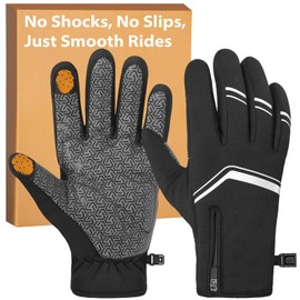 RIGWARL Winter Cycling Gloves for Men and Women, Touchscreen Bike Gloves for Men Cycling, Windproof Full Finger Bicycle Glove for Riding Running Hiking(Black, L)