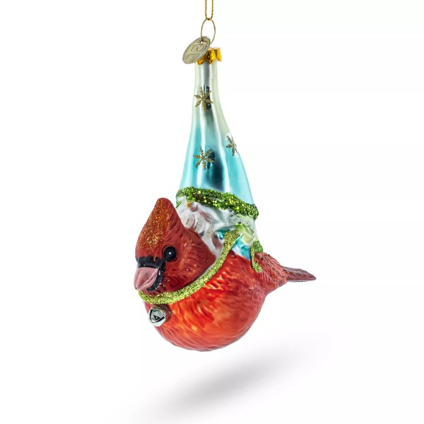 BESTPYSANKY Scandinavian Gnome Sailing Atop a Cardinal Bird Blown Glass
