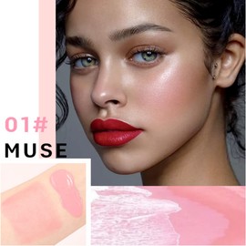 Liquid Blush Cheek Gel Cream Face Blush Makeup Pigmented Natural Looking Durable Waterproof Matte Cheek Makeup Tool (01#MUSE)