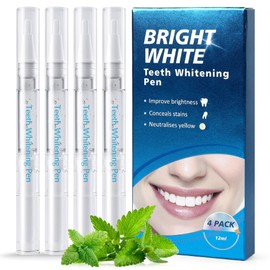 Trihood Teeth Whitening Pen, 4 Pack Tooth Whitening Gel Formula for Instant Stain Removal, Brightens Smile & Neutralizes Yellow Tones, Safe for Sensitive Teeth, Mint Flavor