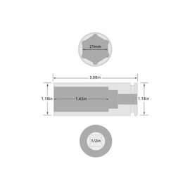 IMAHEXA 1/2" Square Drive Impact Socket,Deep 21mm Metric Sleeve,CR-MO Hex Point for Convenient Disassembly of Axle Nuts(21mm)