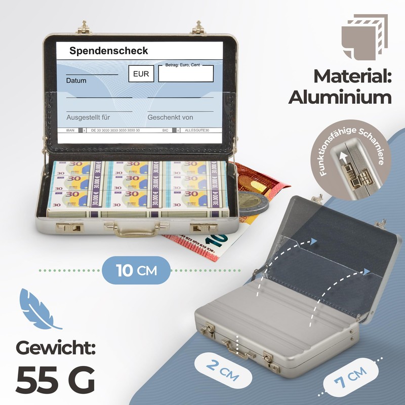 Darlena Money Case Money Gift, silver, 30th birthday