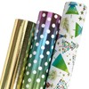 LaRibbons Foil Christmas Wrapping Paper Rolls with Gridlines, Christmas Tree