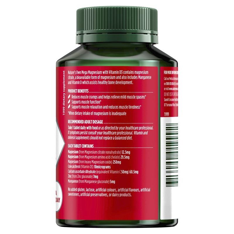 NATURE'S OWN Natures Own Mega Magnesium With Vitamin D3 100