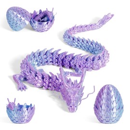 3D Dragon Egg Articulating Gemstone Crystal Dragon Figurine 3D Eggs with Inside Autism Toys Egg Toy for Anxiety Relief Flexible Joints Home Desk Decor Desk Toys Dazzling tri-colour (dreamy blue)