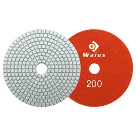 Waies 125 mm Grit 200 Diamond Sanding Pad for Wet Grinding Velcro Attachment for Granite Stone Concrete Marble