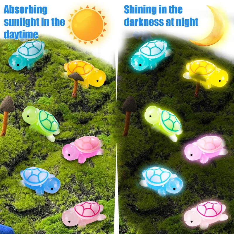 Zamety Pack of 60 Mini Luminous Turtle Resin, Small Turtles