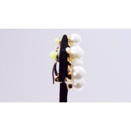 Unbranded CLIP-ON EARRINGS PEARL AND CRYSTAL CLUSTER CLIP EARRINGS 0.75 INCH