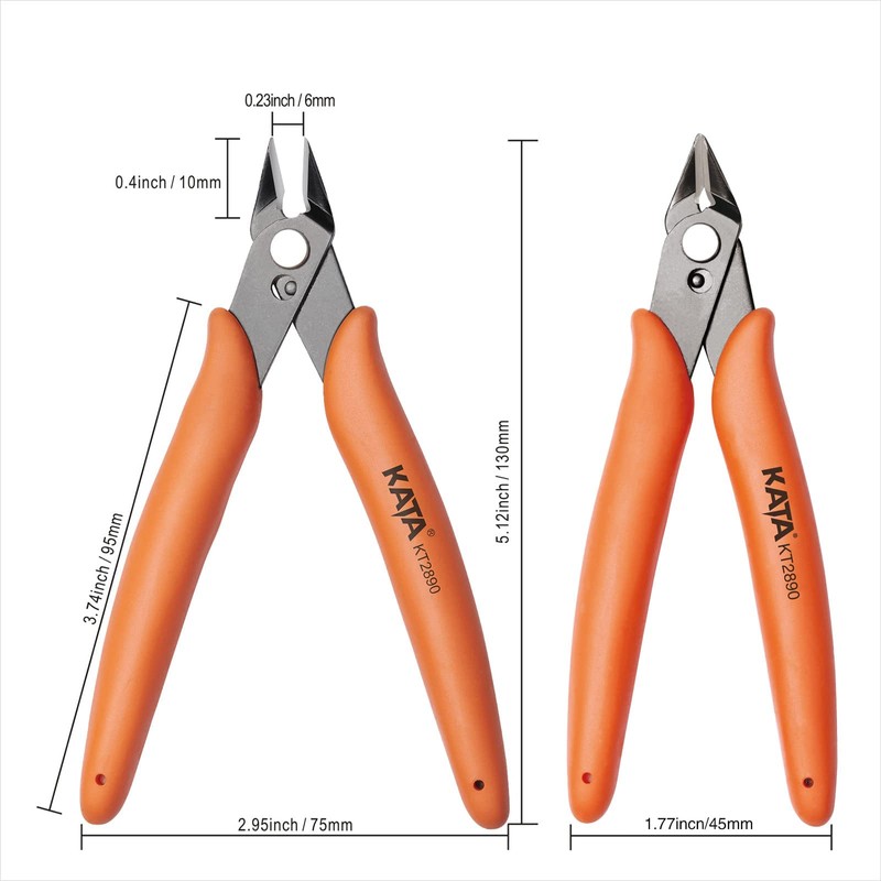 KATA 5インチ マイクロワイヤーカッター 精密ミニフラッシュカッター クリーンカットプライヤー 電子機器 モデル ジュエリー モデルキット オレンジ