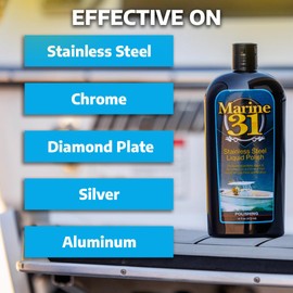 Marine 31 Stainless Steel Polish & Sealant Combo | Metal Polish and Sealant for Stainless Steel Appliances | M31-SSKIT | 2 x 16oz Bottles