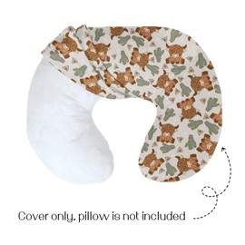 HawSkgFub Highland Cow Boho Cactus Nursing Pillow Cover for Baby Boys, Western Cowboy Desert Plant Breastfeeding Pillow Slipcover, Highlander Themed Cattle Pillowcase for Newborn Infant Cover Only