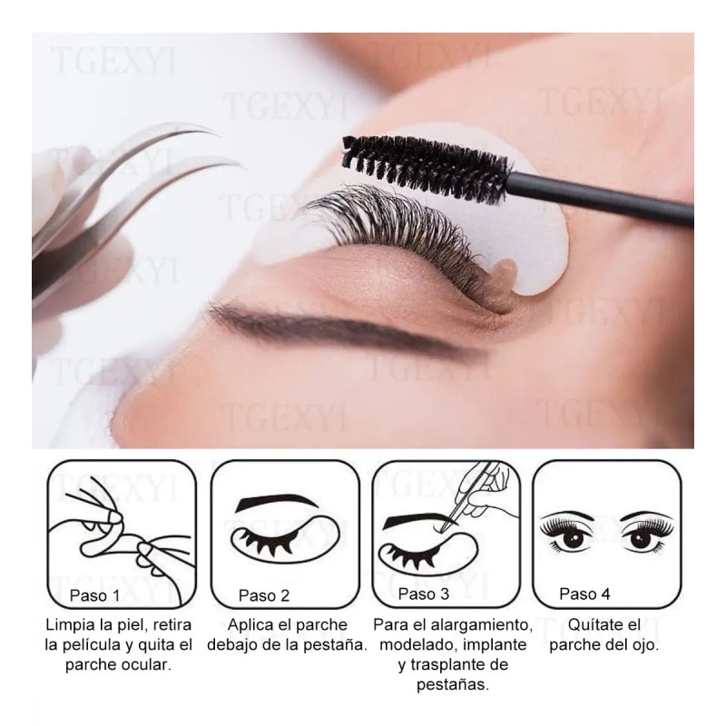 100 Pzs Parches Empaque Hidrogel Para Ojos Pestañas Mink