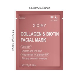 10 Pack Collagen & Biotin Hydrating Face Masks – Alcohol-Free, Gentle, Low-Allergen Skincare for All Skin Types to Smooth, Brighten & Nourish Skin