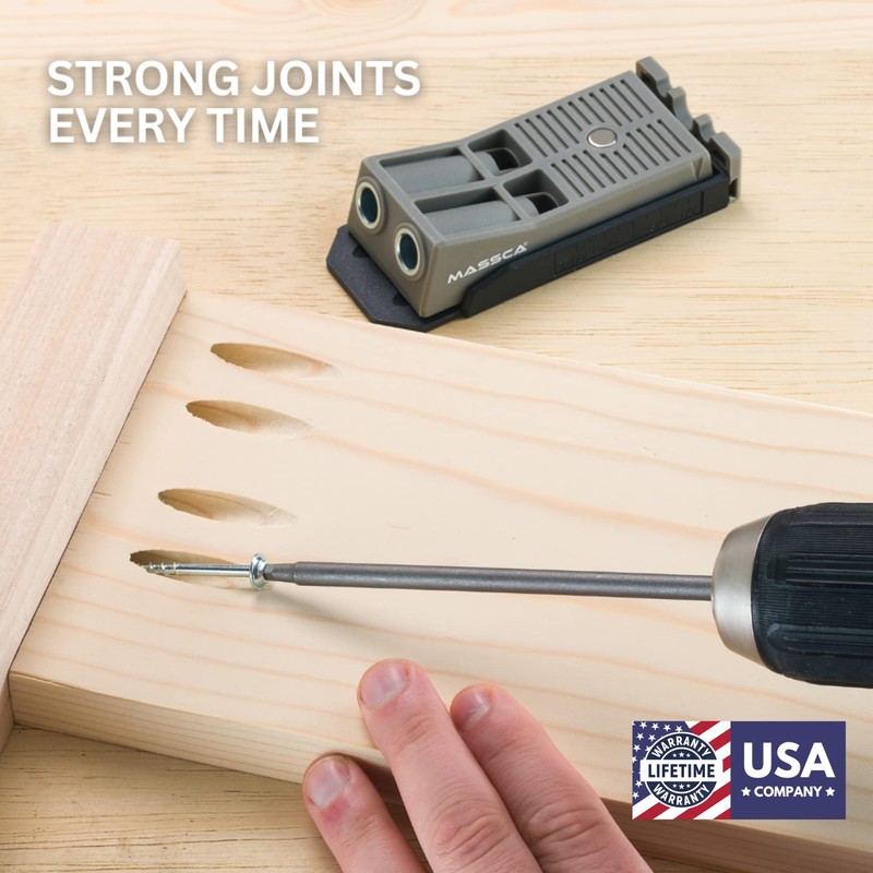 Massca Twin Pocket Hole Jig Kit – Adjustable & Easy