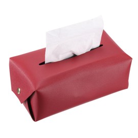 uxcell Tissue Box Cover with Button Rectangle Tissue Box Holder PU Leather Facial Tissue Paper Dispenser for Tabletop Bathroom Bedroom Kitchen (Red, 8.7 x 4.7 x 3.1 Inch)