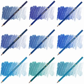 ZZWUAPT Blue Colored Pencils,Oil Based Wooden Colored Pencil Set for Adults Coloring Books Drawing Sketching Art Supplies 24 Color