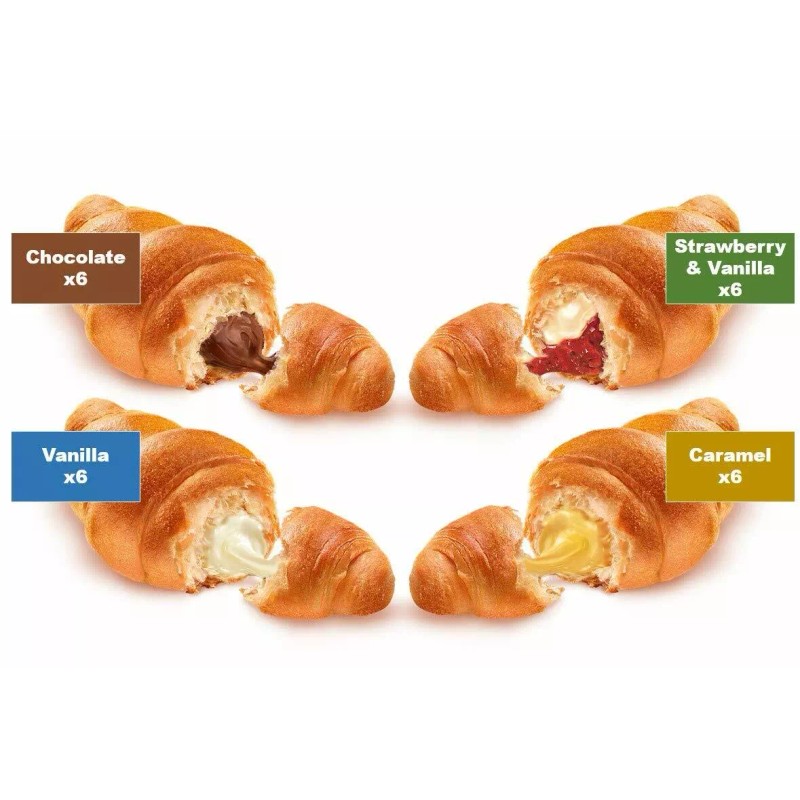 7Days Soft Croissant Variety Chocolate Vanilla Strawberry Caramel (Pack of