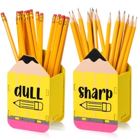 DoubleFill 2 Pcs Pencil Shaped Pencil Holder Sharp and Dull Pencil Holder Wooden Pencil Dispenser Pencil Storage Organizer for Back to School Teachers Classroom Management Organization (Simple)