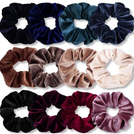 12 Stück Haargummis Scrunchies für Damen,Haargummi Weich Elastisch Silk Skrunschis Groß,Samt Haargummis, Einfarbige Elastische Dicke Bänder, Frauen Haarschmuck